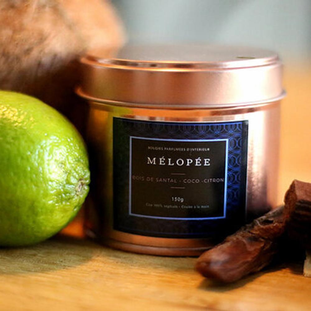 Luxury handmade soy copper candle tin, Sandalwood & Coconut.