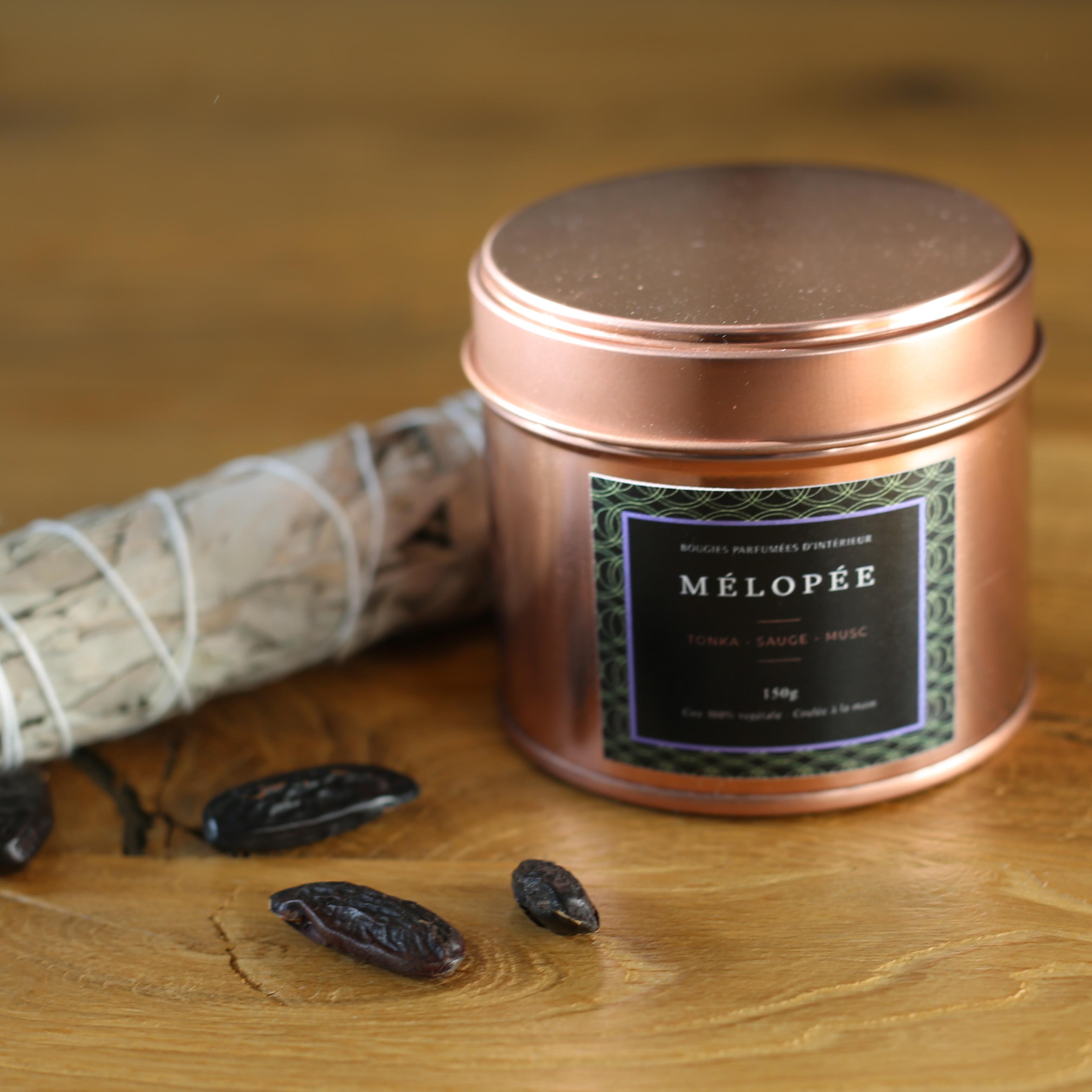 Luxury handmade soy copper candle tin, Tonka.