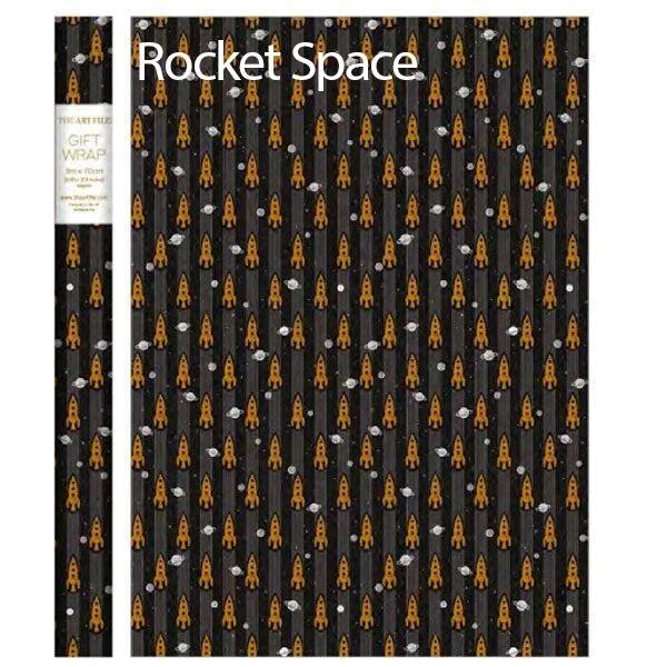 space rocket gift wrap