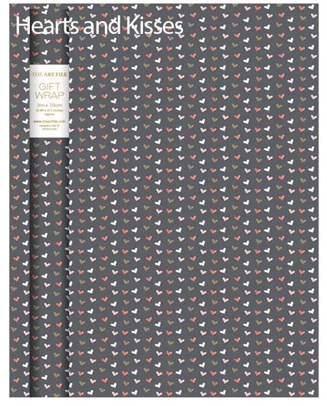 hearts kisses gift wrap