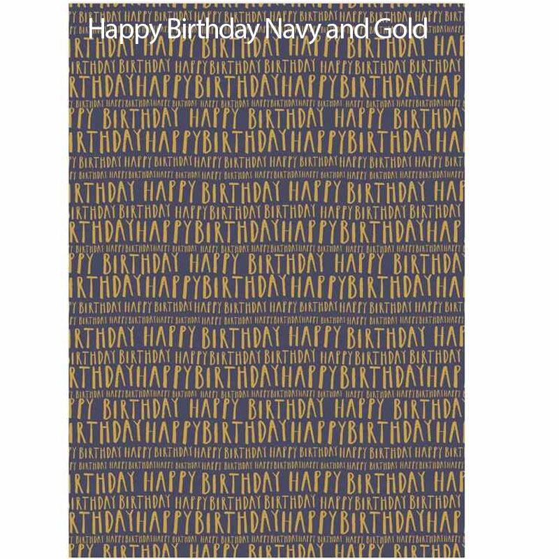 navy Gold happy Birthday Gift wrap