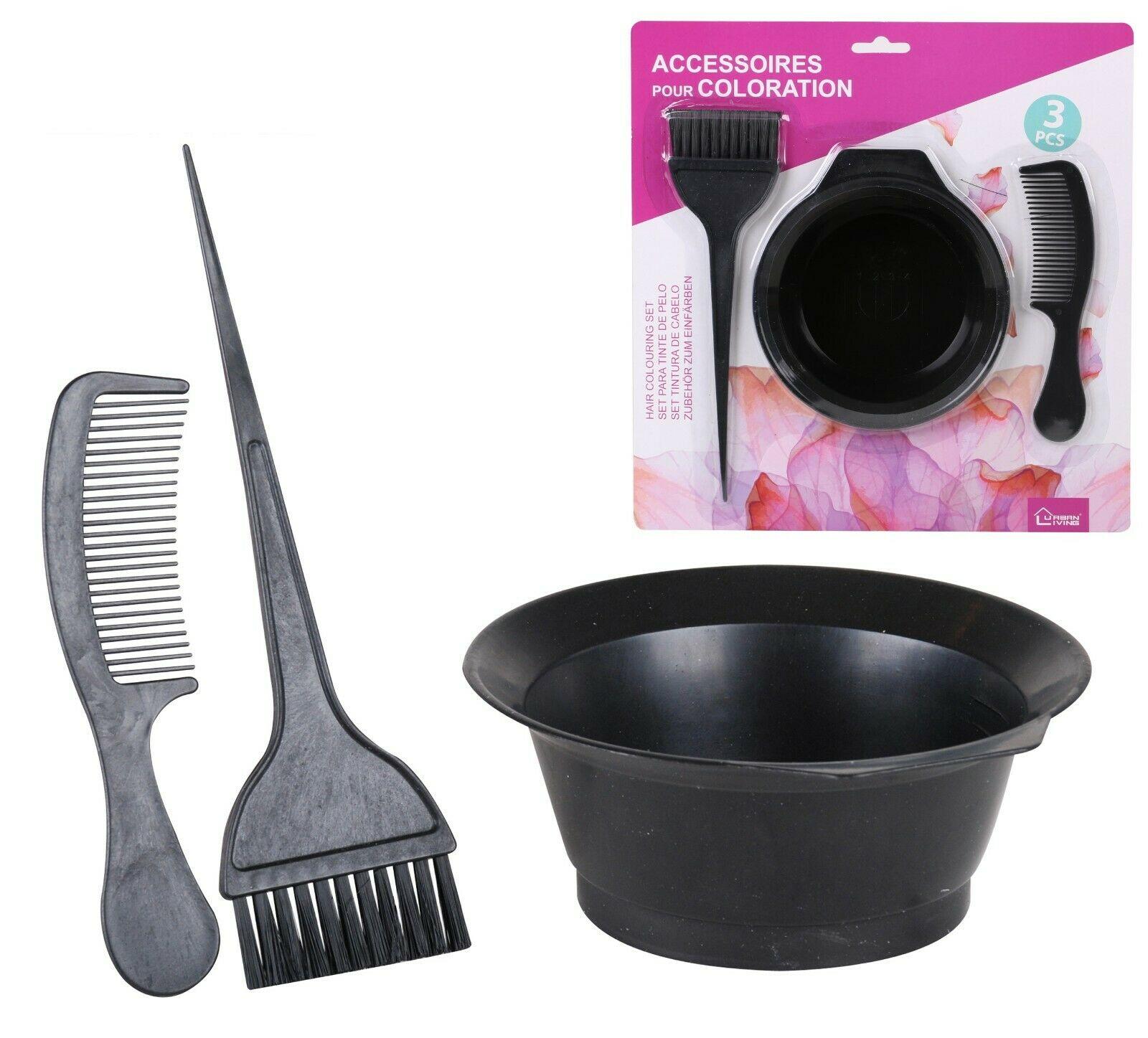 3PCS x Hair Coloring Brush And Bowl Set Bleaching Dye Kit Salon Beauty Comb  Tin