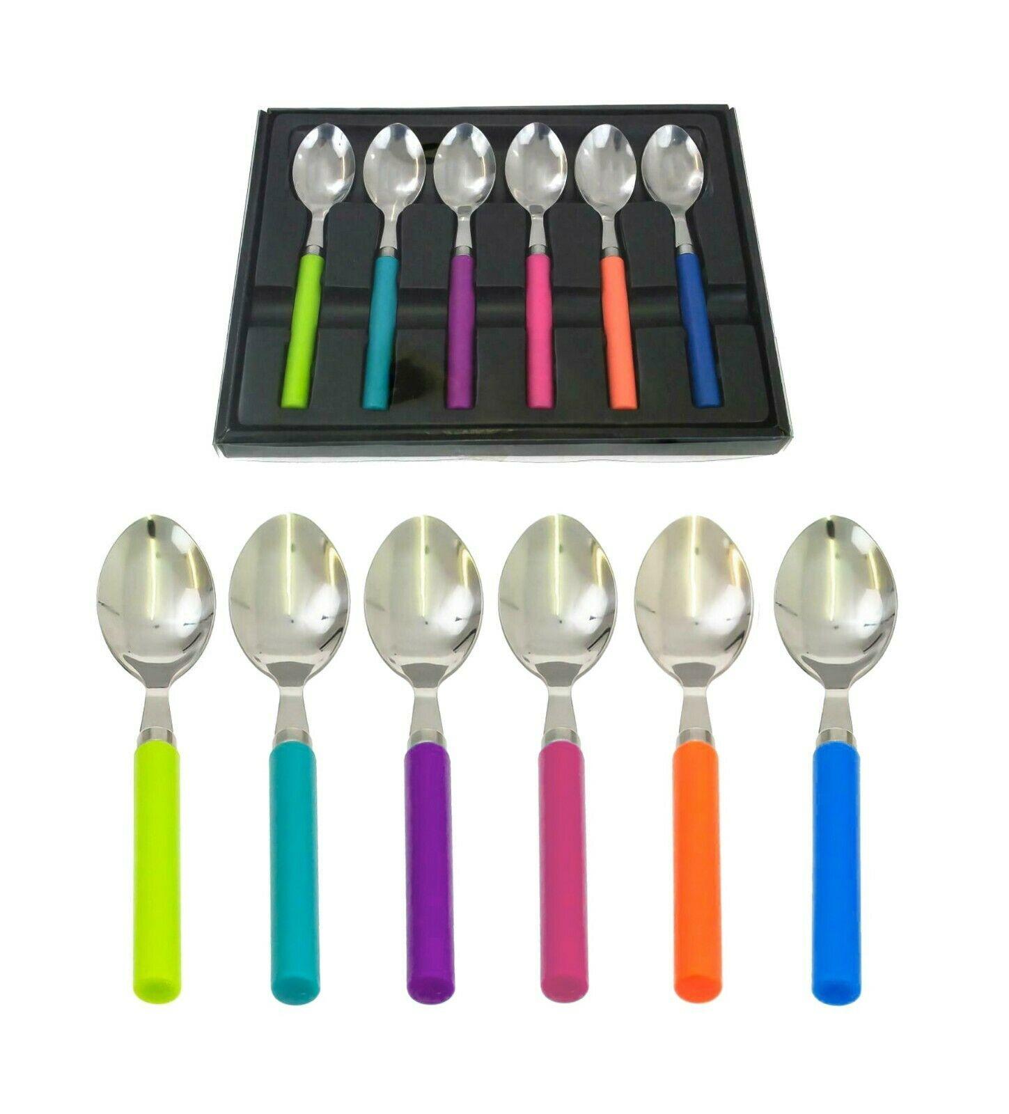 6PC Teaspoon Stainless Steel Tea Spoon Set With Plastic Handle