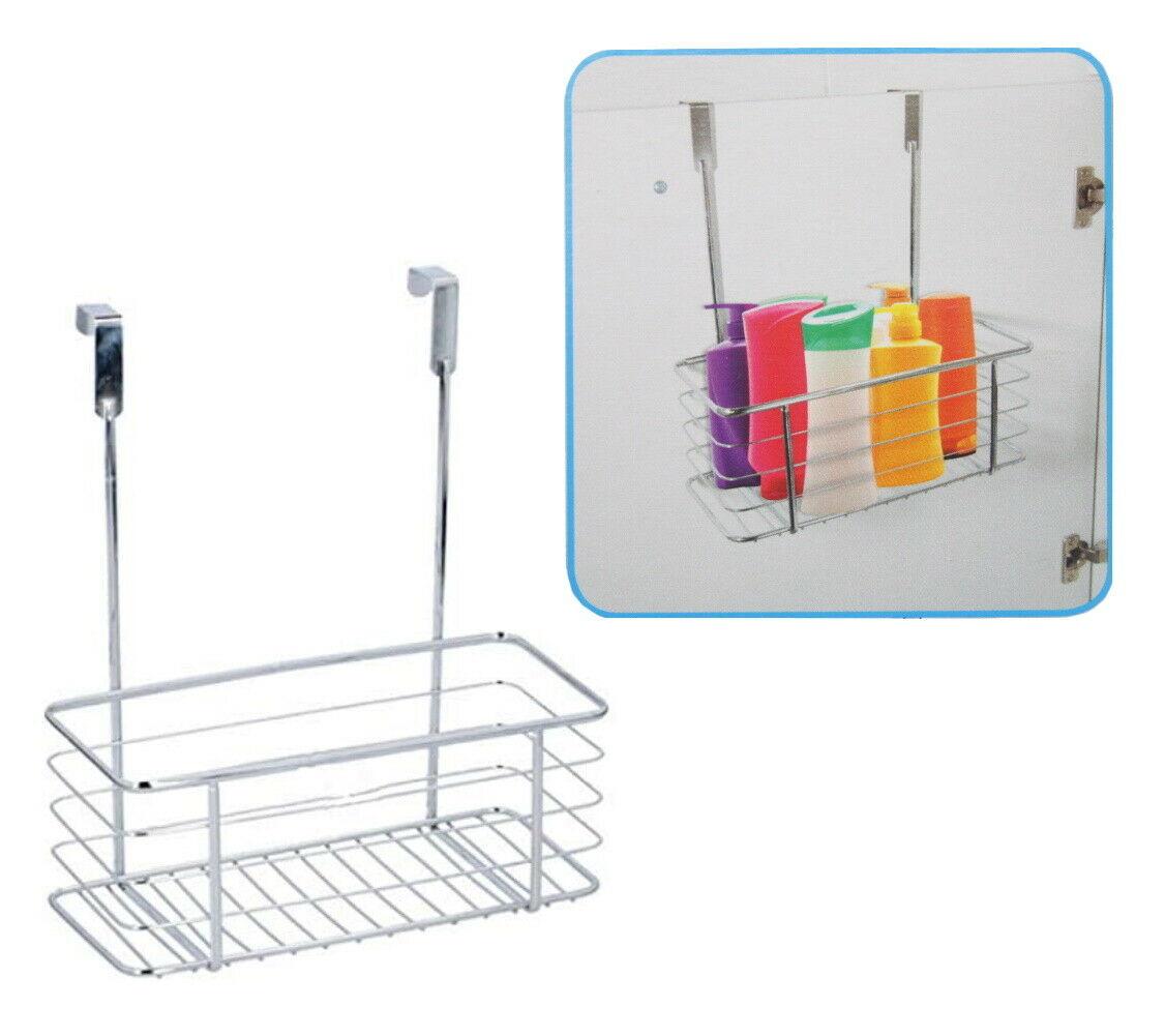 Chrome Caddy Hook Over Door Basket Hanging Shower Kitchen Tidy Bin Storage 