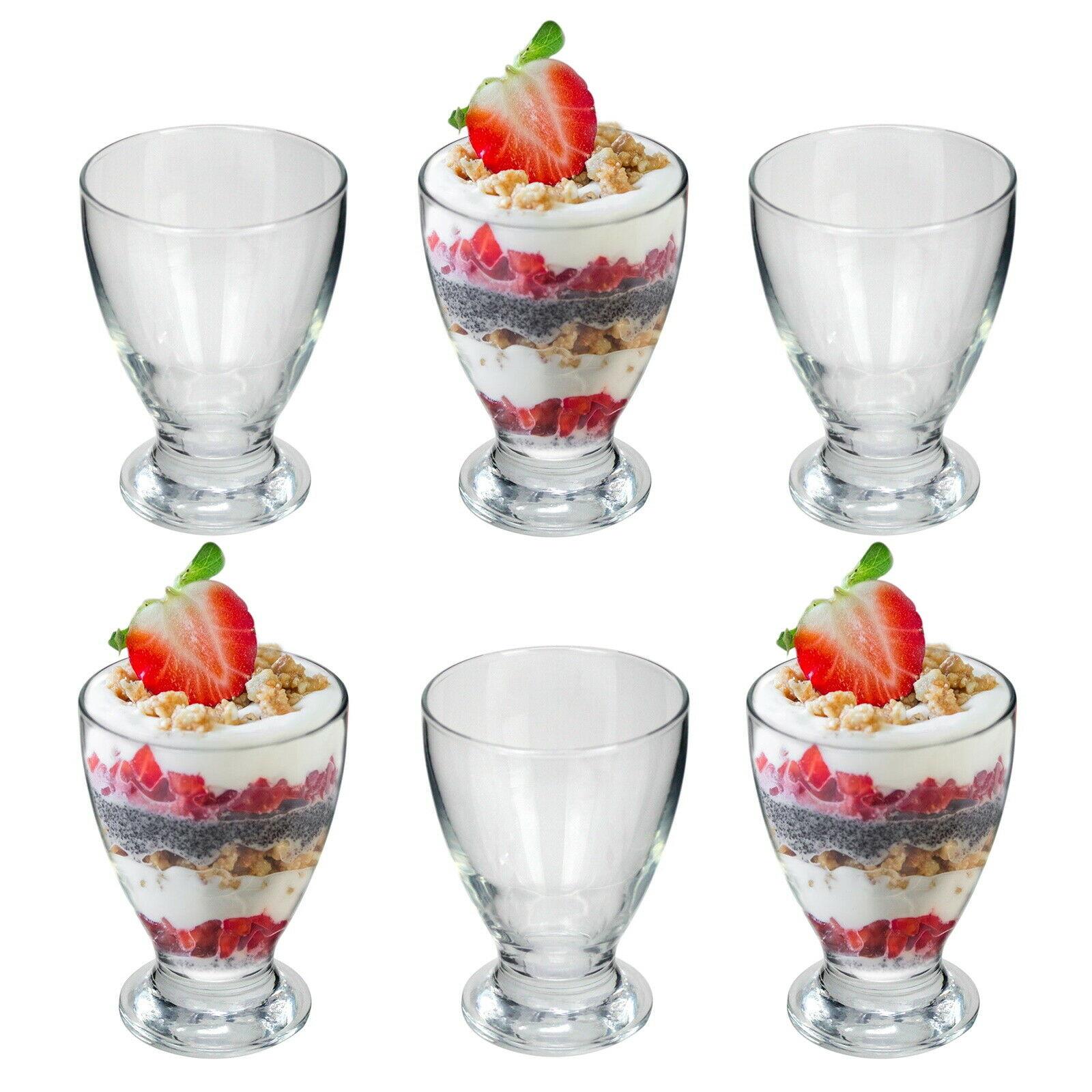 Glass Dessert Bowls Sundae Ice Cream Glasses Set Of 6 Stackable