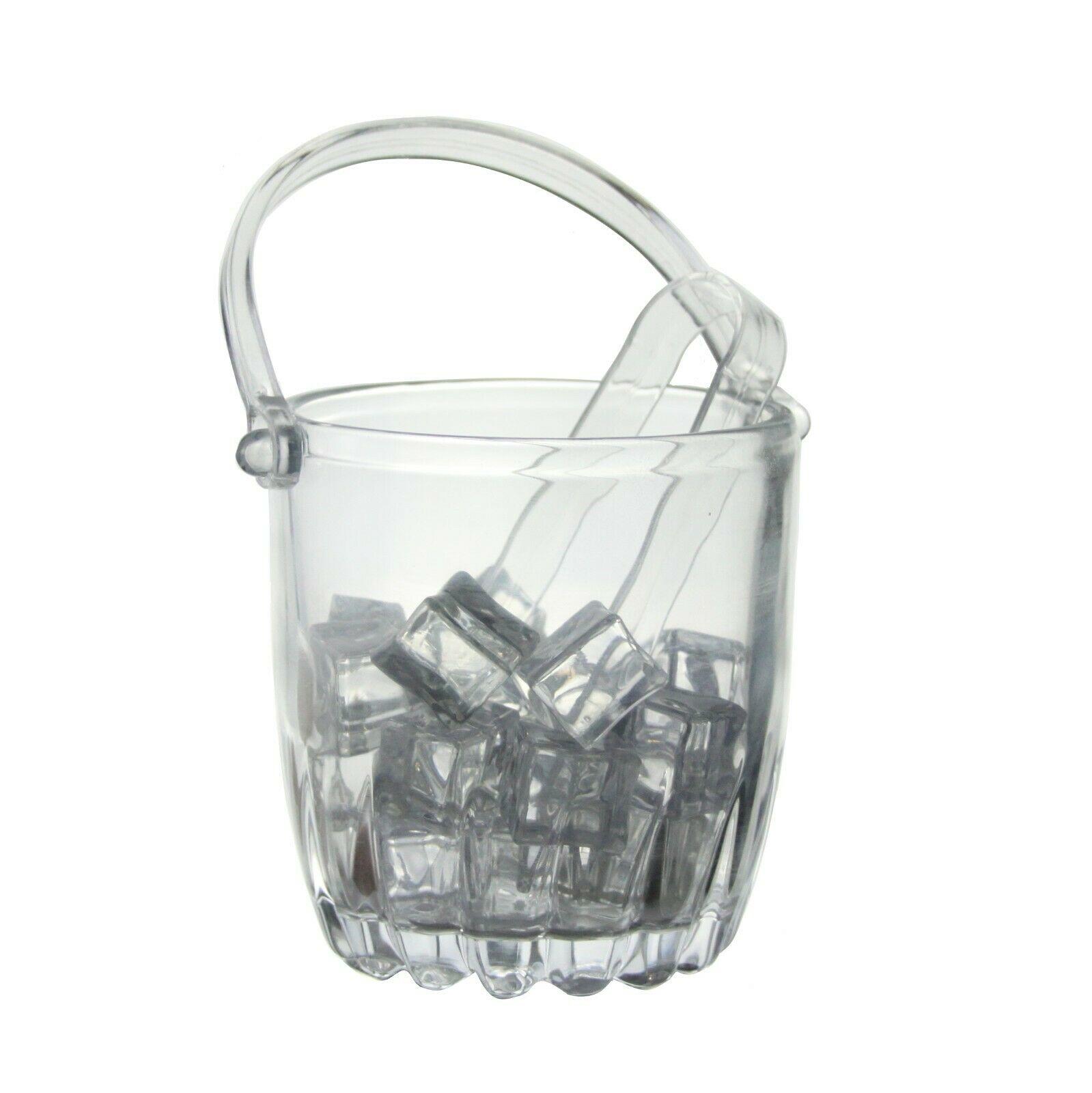 Whiskey Cocktails Sozali Glass Ice Bucket With Tongs Clear Transparent Mini Ice Cube Serving Holder Cooler Bucket And Carry Handle For Parties Drinks 