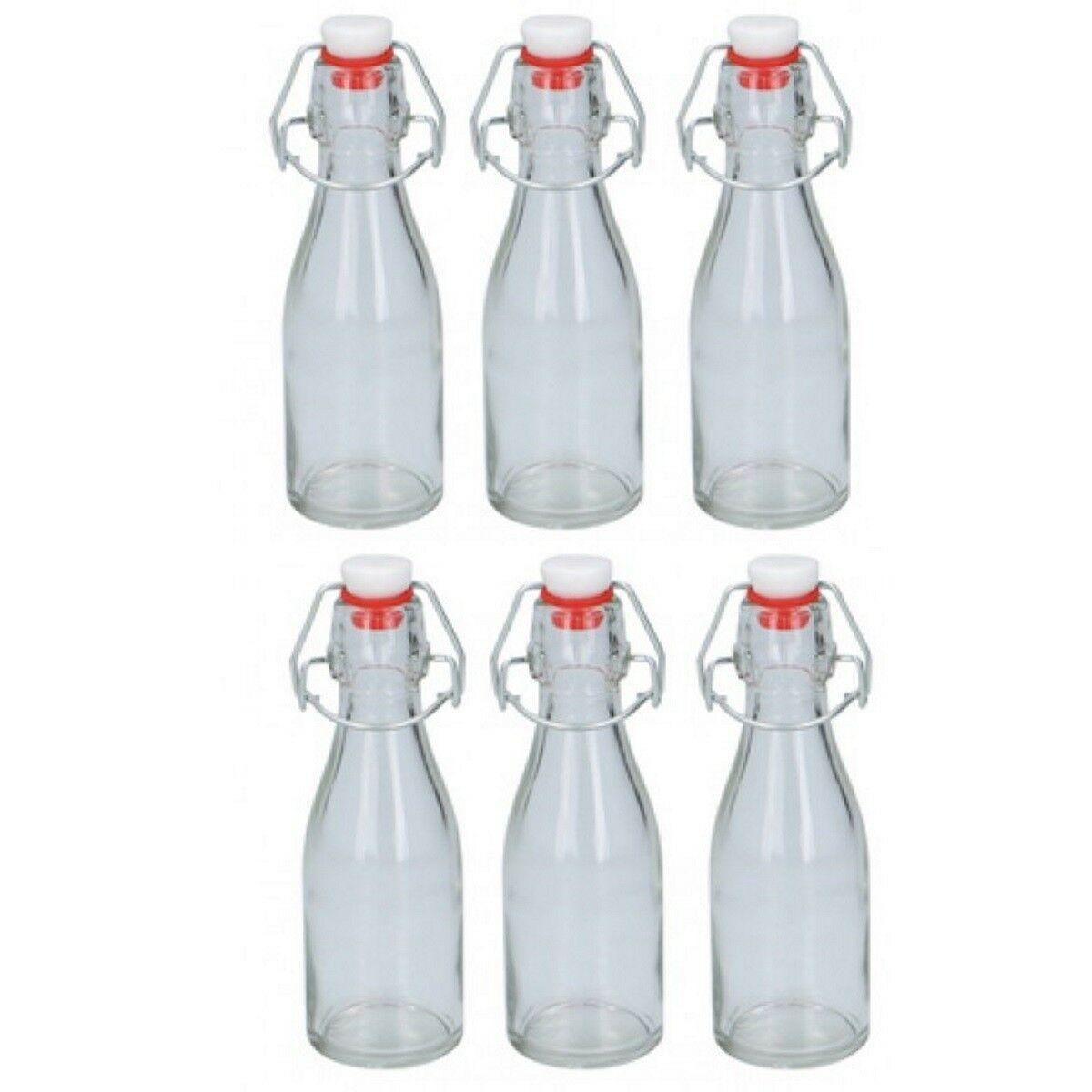6pcs 1 Litre Vintage Preserving Glass Bottle Clip Top Airtight Lid Oil Dressing 