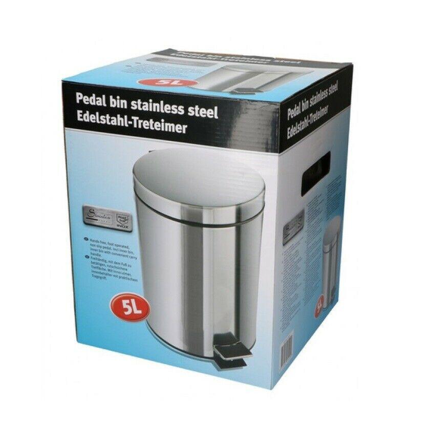 5L Satin Matt Stainless Steel Soft Close Pedal Bin Bathroom Kitchen Office Cube 