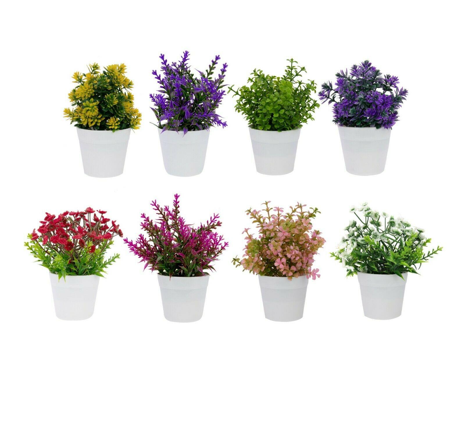 Details about   3 in 1 Mini Potted Plant Artificial Plastic Flower Pot Green Plants Tabletop Bon