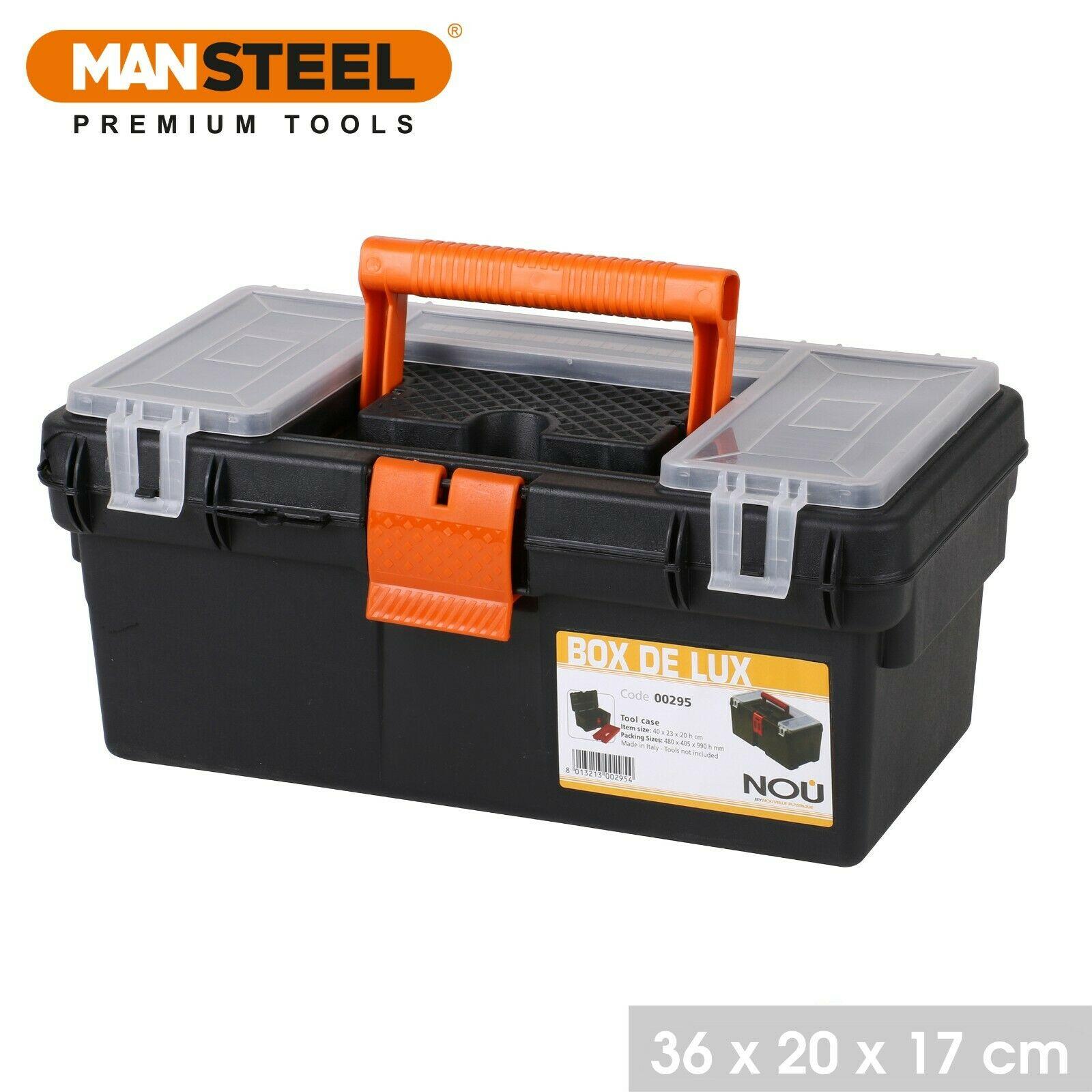 Large Plastic Tool Box with Carry Handle Storage Case Organiser Compartments 