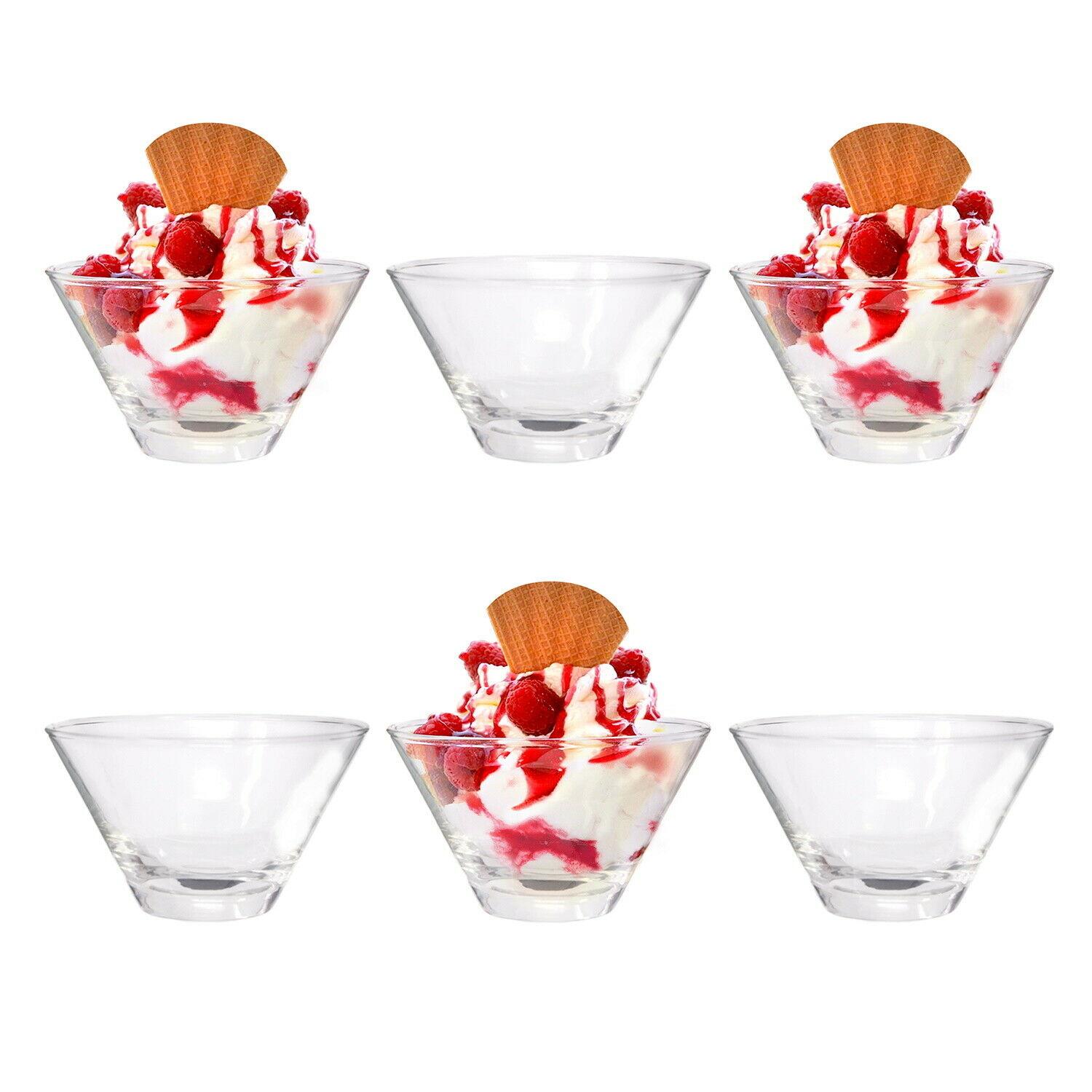 280ml 13cm x 12cm 6 x Wave Style Glass Ice Cream Dishes Great Bowls for Sorbets and Sundaes 
