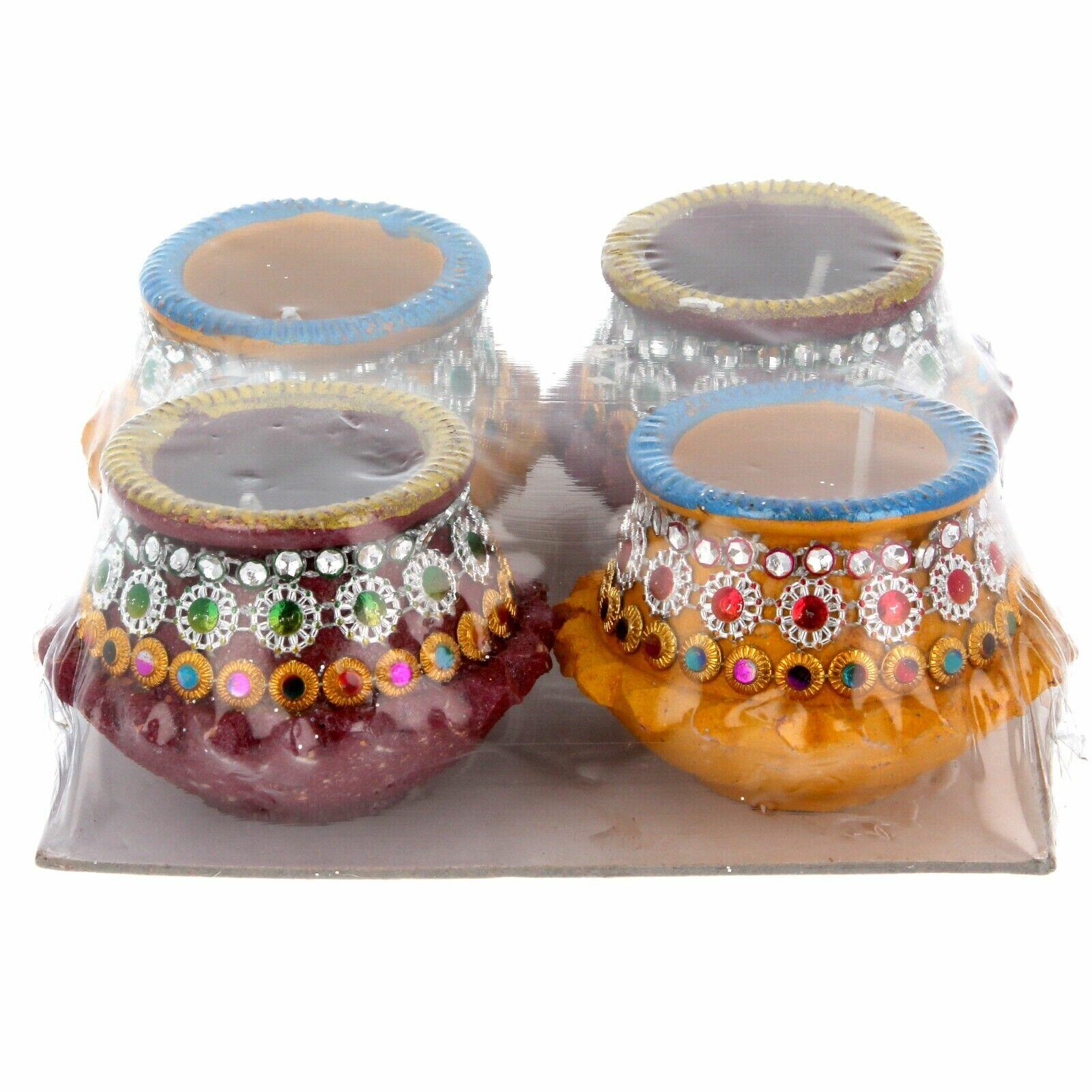 Diwali Diya Clay Matki Diva Wax Candle Indian Lamp Pooja Hindu Festival