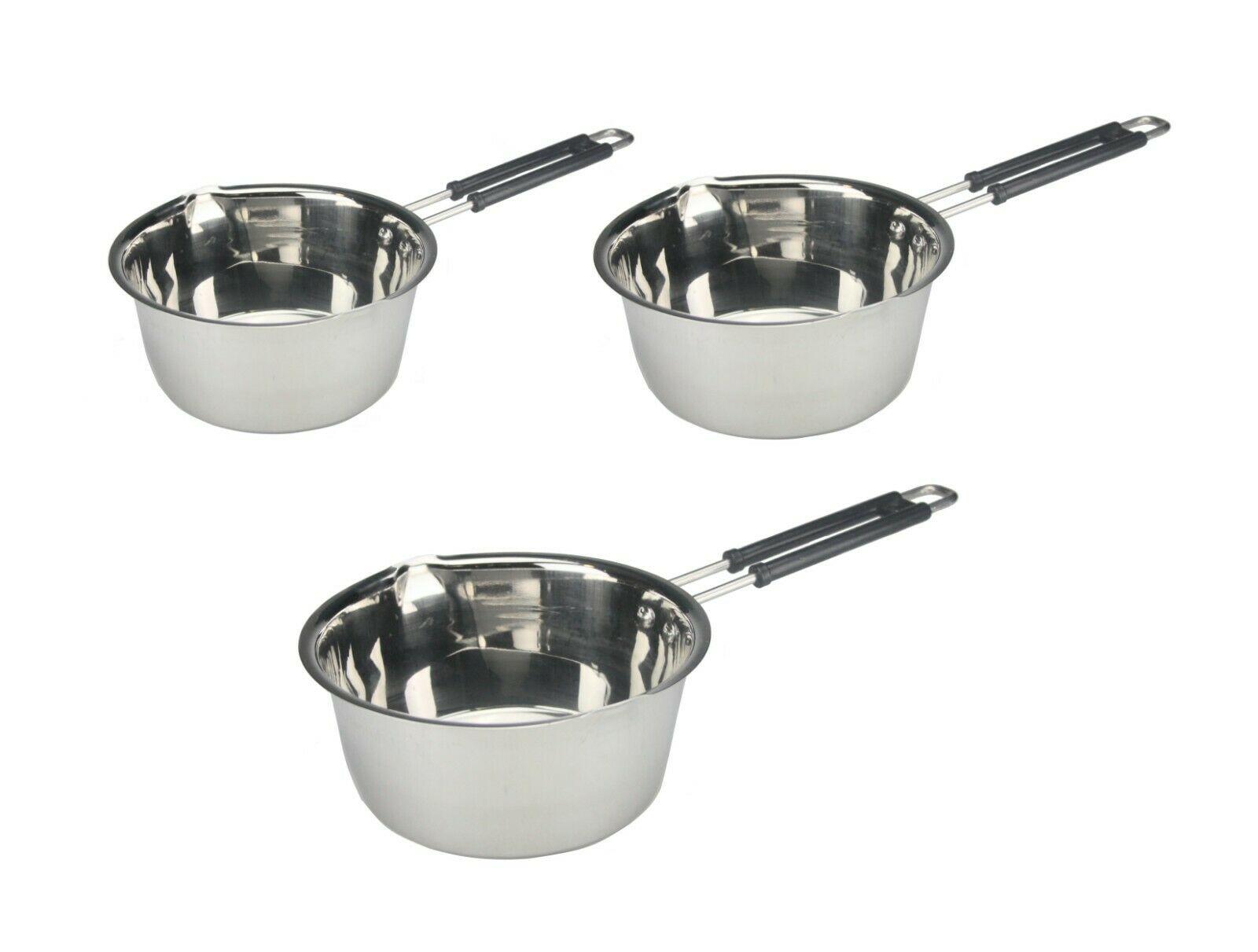 Induction Milk Pan Stainless Steel With 2 Double Pouring Lips Soft Handle Sauce 