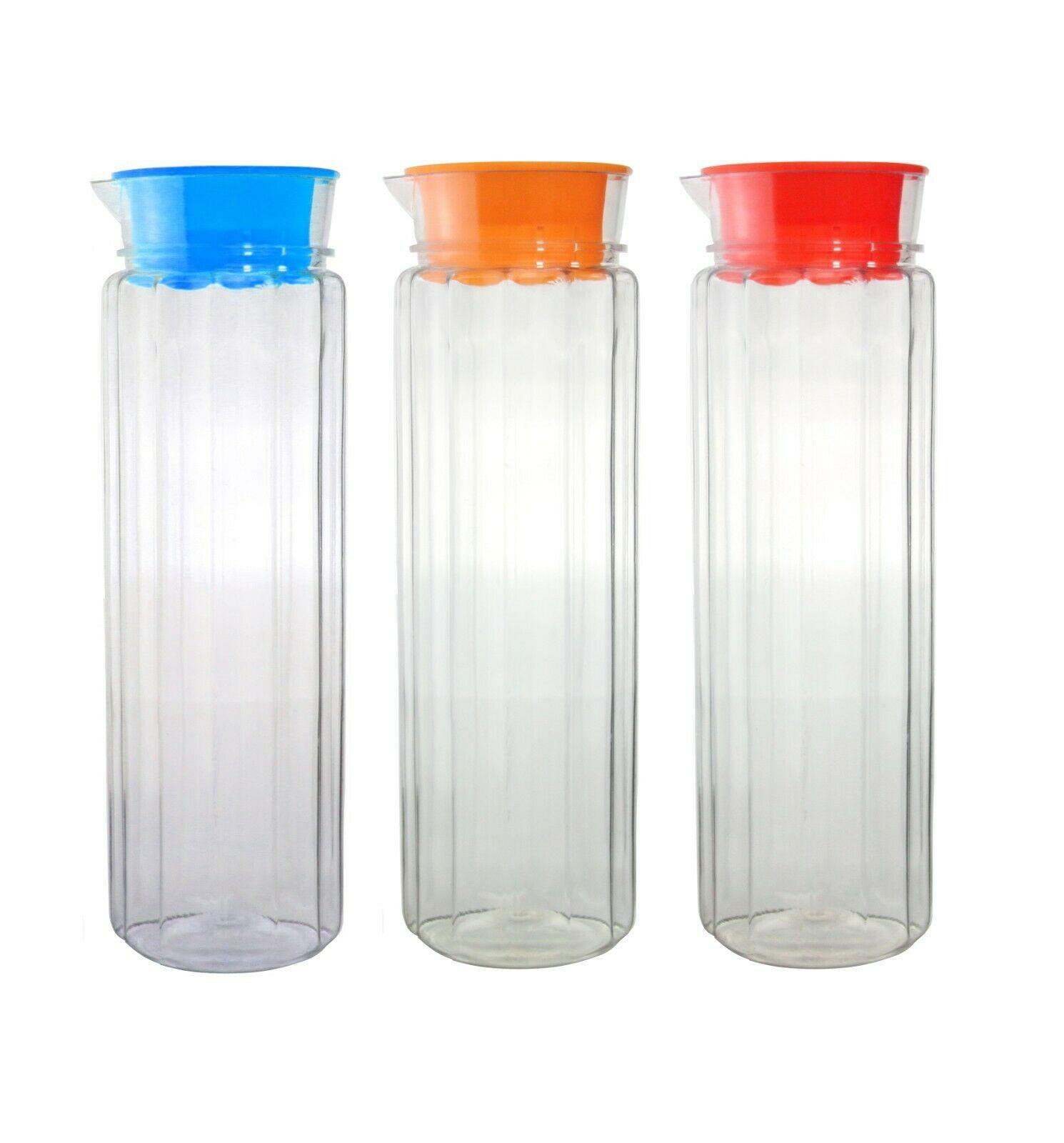 Mix Color, 6 1 Liter Plastic Water Fruit Juices Jug Milk with Lid and Easy in Pouring