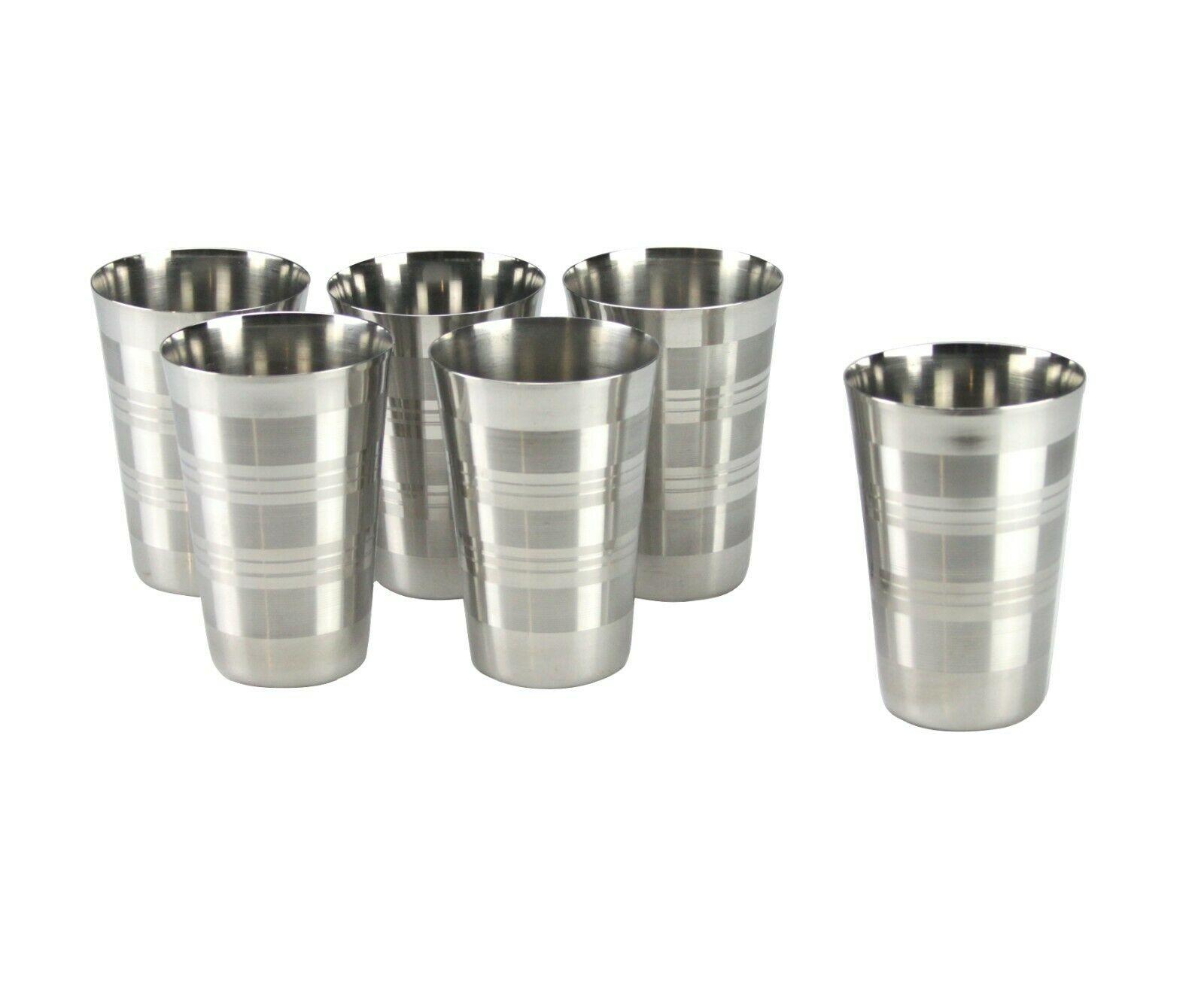 Stainless Steel Tea Coffee Water Cup Mug Drinking Set with Metal Stand Rack 