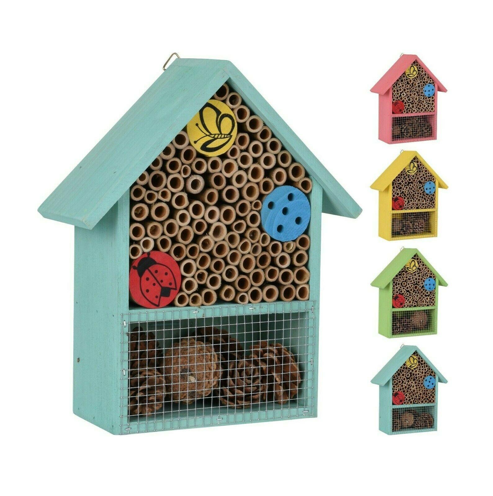 Insect Bug Bee Hotel Hanging Wooden House Ladybird Nest Wood Shelter Garden Box 