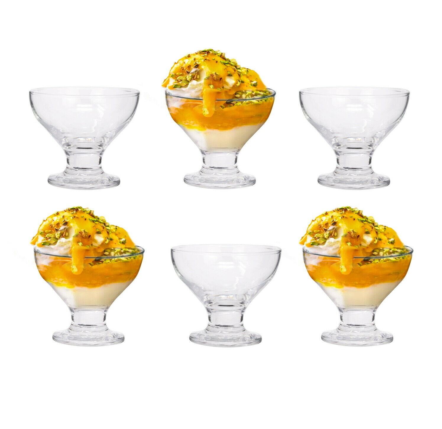EVELYN LIVING Set Of 6 Ice Cream Sundae Dessert Glass Bowls Glasses Appetizer Fruit Cocktail Pudding 