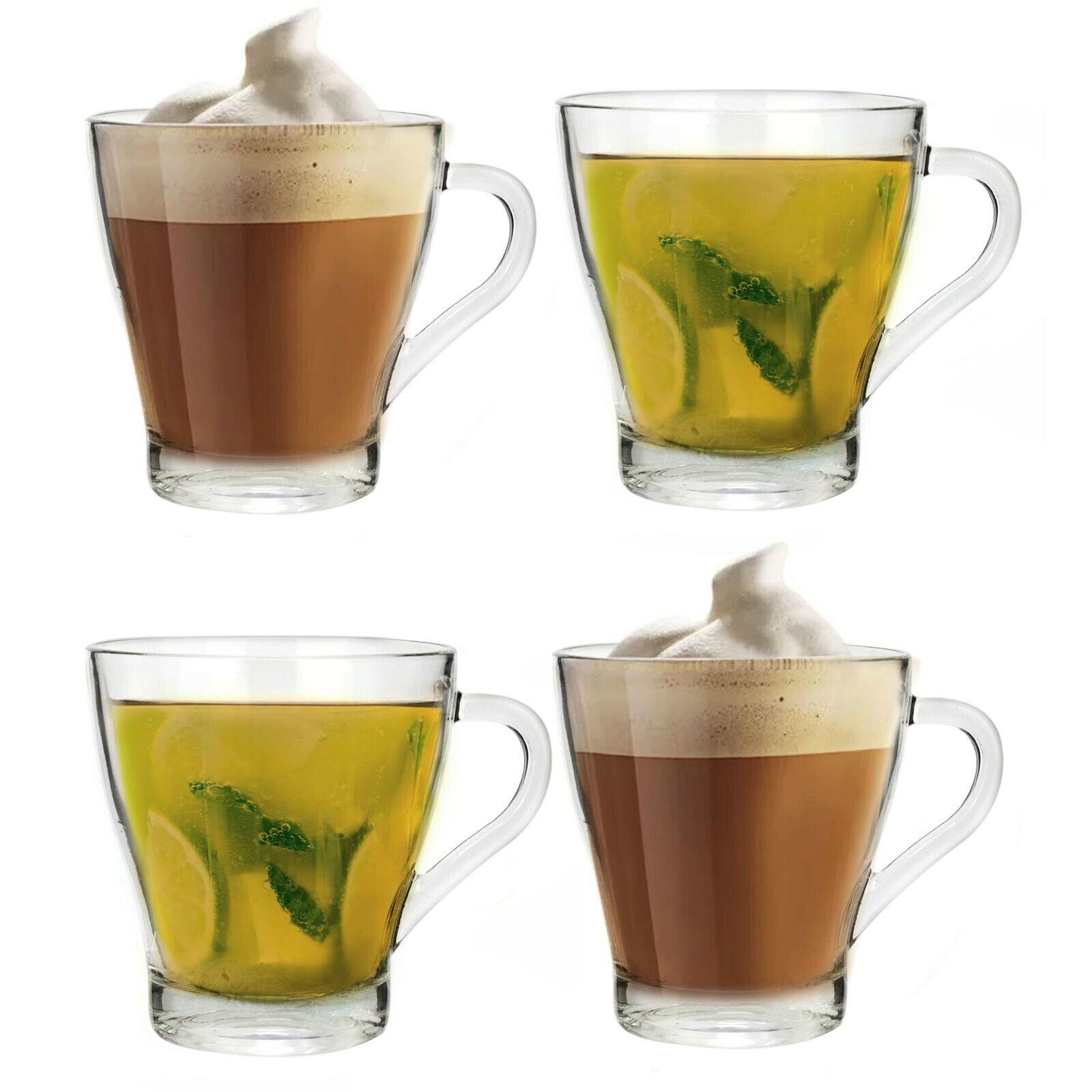 Set Of Latte Glass Mugs Tea Coffee Hot Chocolate Cappucino Drinks Glasses Cups 