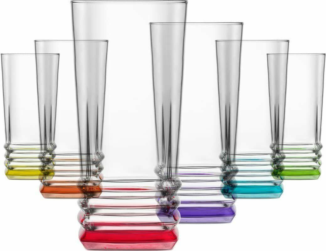 Set Of 6 Coloured Base Glasses Set Glass Tumblers Juice Whiskey LAV