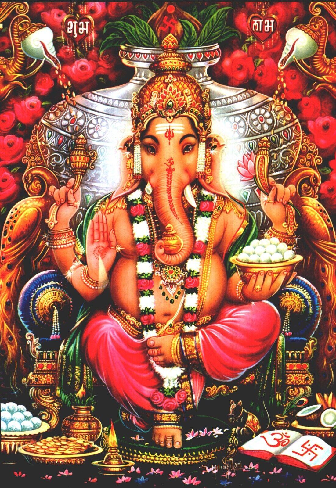 Hindu God Ganesh Print Vintage Ganapati Lord Ganesha Poster Picture