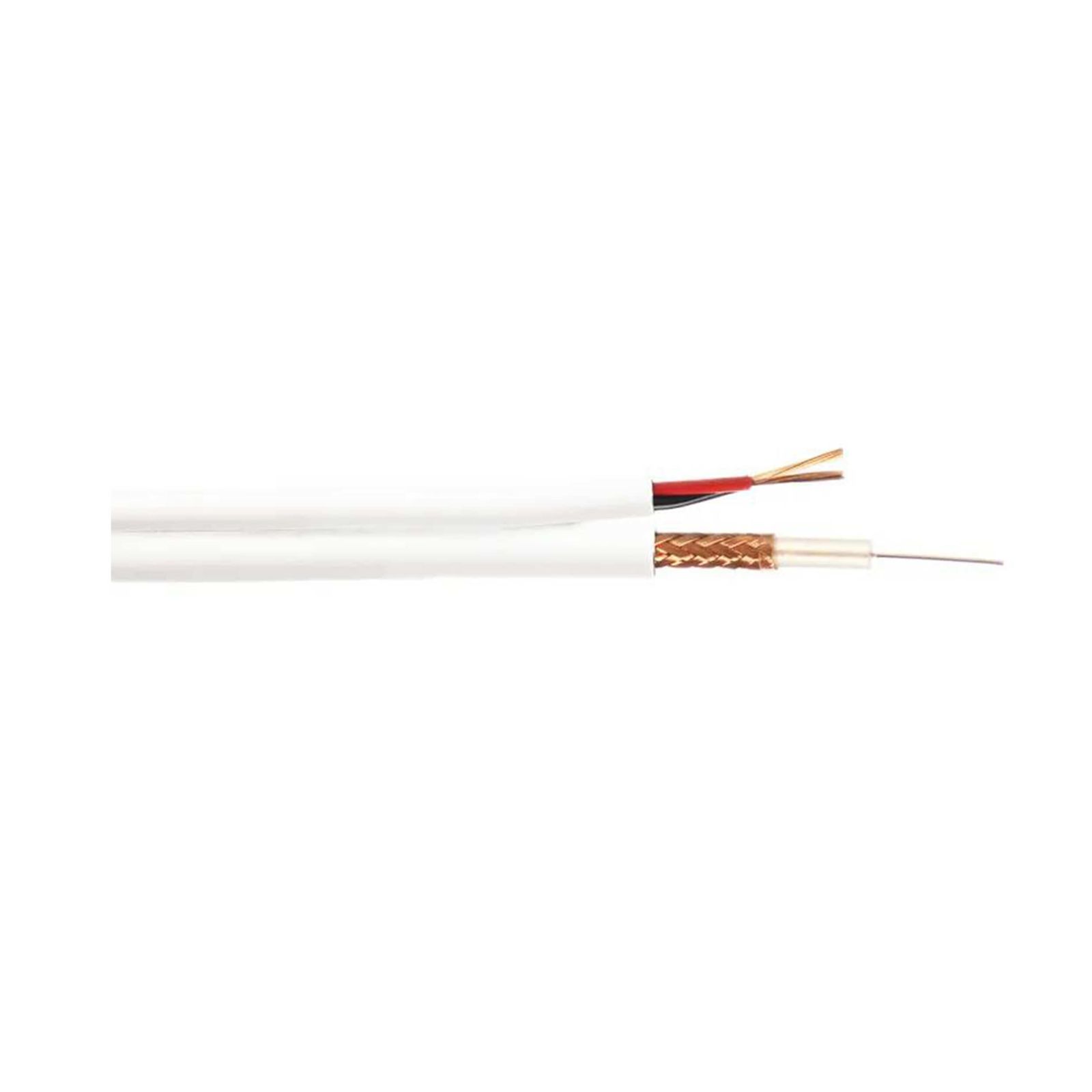 RG59+2 Core Coax Cable (Shotgun) - 100m Reel - White