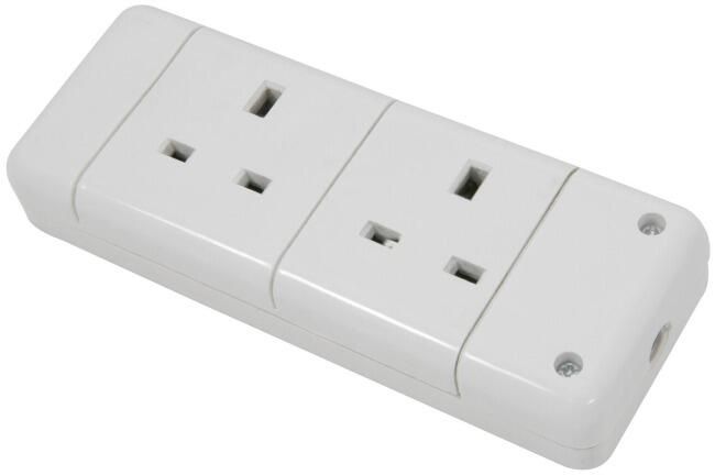 2 Gang 13A Extension Socket | UK Double Plug Adaptor BS1363