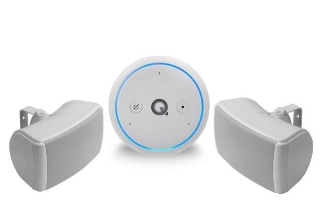 Q Acoustics E300A + Two Q Acoustics white wall mounted speakers