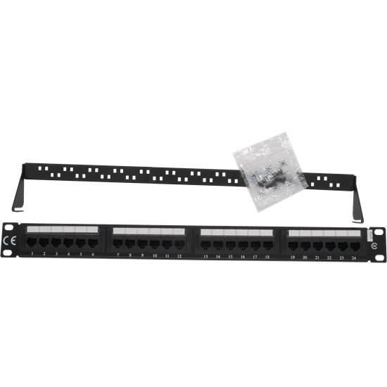 24-Port CAT 6 Patch Panel with back bar