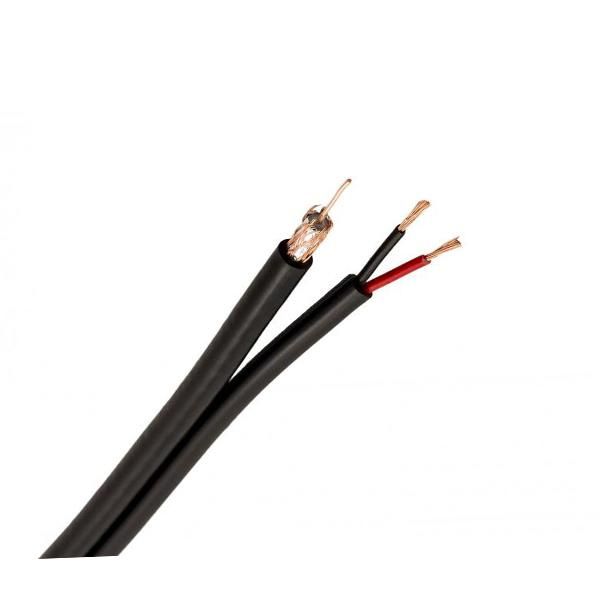 RG59+2 Core Coax Cable (Shotgun) - Black 100m