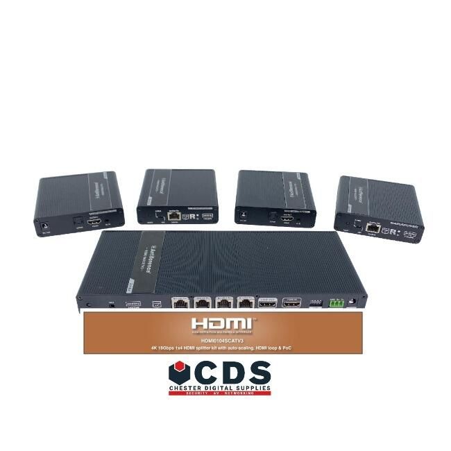 1in 4out 4K HDMI Splitter with PoC, Auto-Scaling & Loop – Antiference || HDMI0104SCATV3