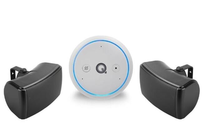 Q Acoustics E300A + Two Q Acoustics black wall mounted speakers