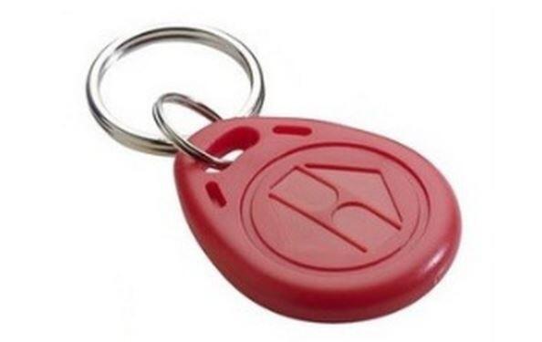 EM-FOBRED Numbered fob with EM technology.