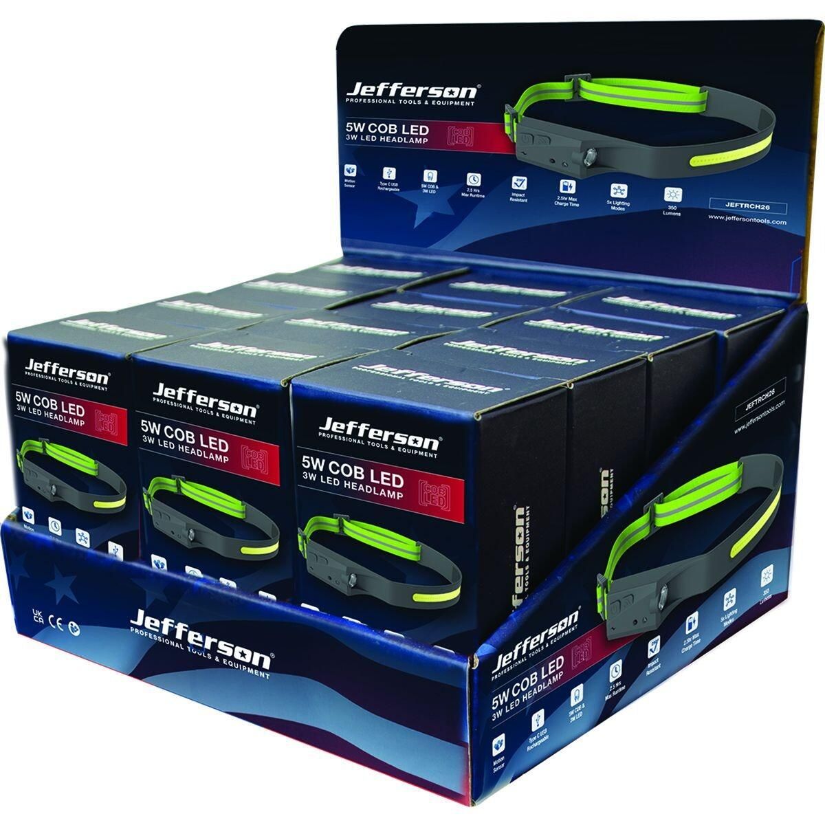 Jefferson Headtorch 350 Lumens Rechargeable COB LED Headlamp