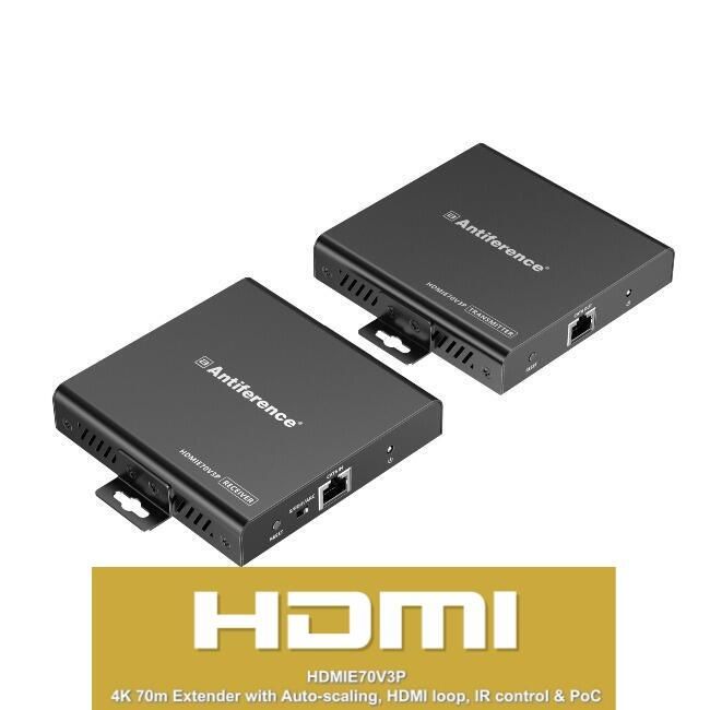 Antiference HDMIE70V3P 70M 4K CAT6 extender with HDMI loop, auto-scaling & PoC HDMIE70V3P