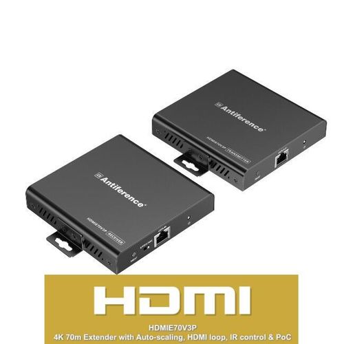 Antiference HDMIE70V3P 70M 4K CAT6 extender with HDMI loop, auto-scaling & PoC HDMIE70V3P