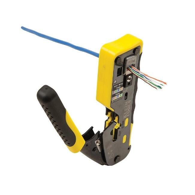 Klein Tools - Ratcheting Cable Crimper / Stripper / Cutter for Pass-Thru