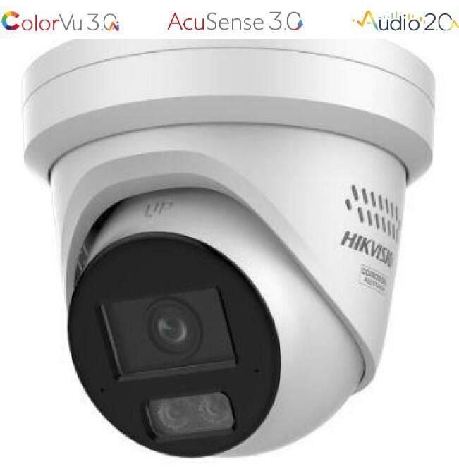 Hikvision DS-2CD2347G3-LIS2UY/SL 4MP ColorVu Turret IP Camera with Audio & Strobe white