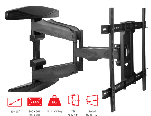 OMP Large Cantilever TV Mount | 40–75 Inch, Full Motion M7275