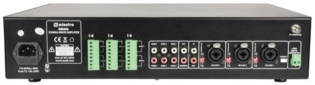 adastra RM406 100V Mixer Amplifier 6 x 40W + USB/SD/FM/Bluetooth