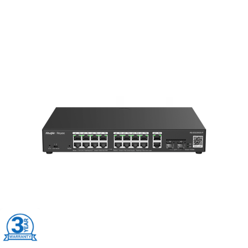 Reyee RG-ES220GS-P 20-Port Gigabit Managed Switch with 16 PoE+ Ports, 2 RJ45 Ports, 2 SFP Ports