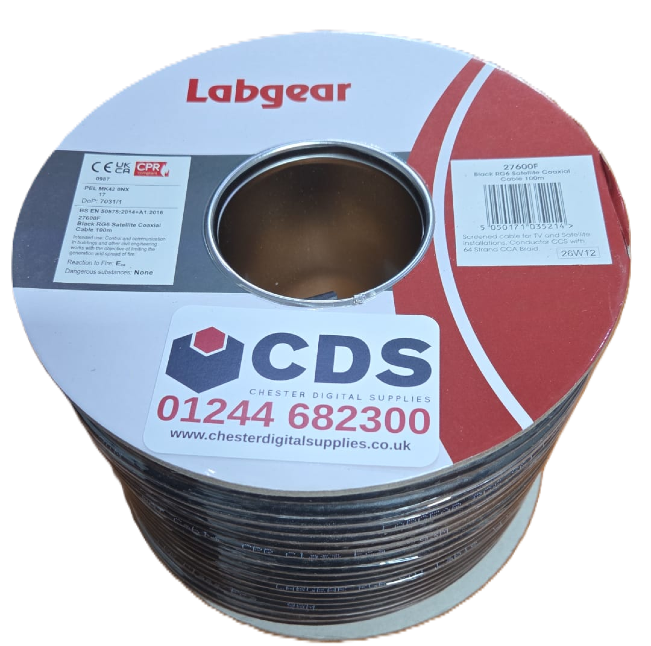 Labgear RG6-U PVC Coax Cable - Black 100m