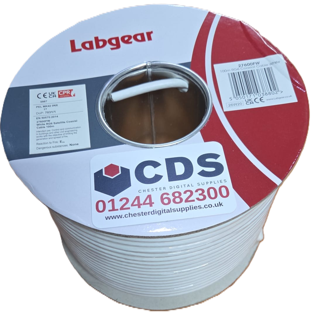 Labgear RG6-U PVC Coax Cable - White100m