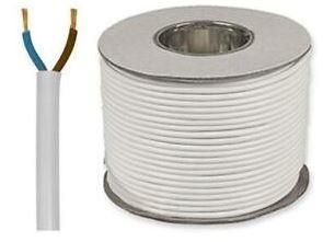 2 Core 6A Light Duty Mains Flex Cable 100m Reel white