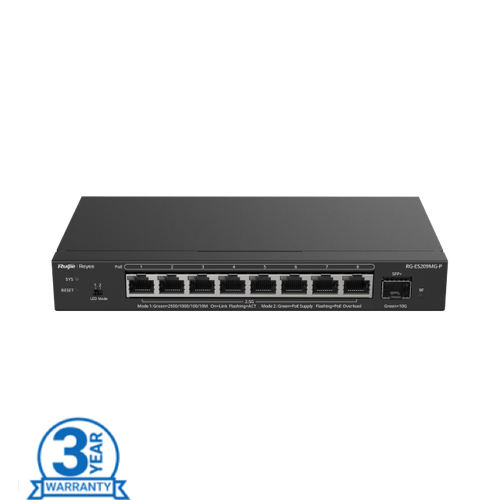 Ruijie Reyee RG-ES209MG-P 8-Port 2.5G Cloud Managed PoE Switch, 1 x 10G Uplink front