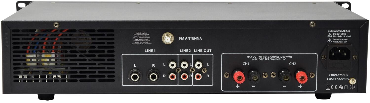 Adastra A2 Stereo PA Amplifier 2x200W 953.402UK