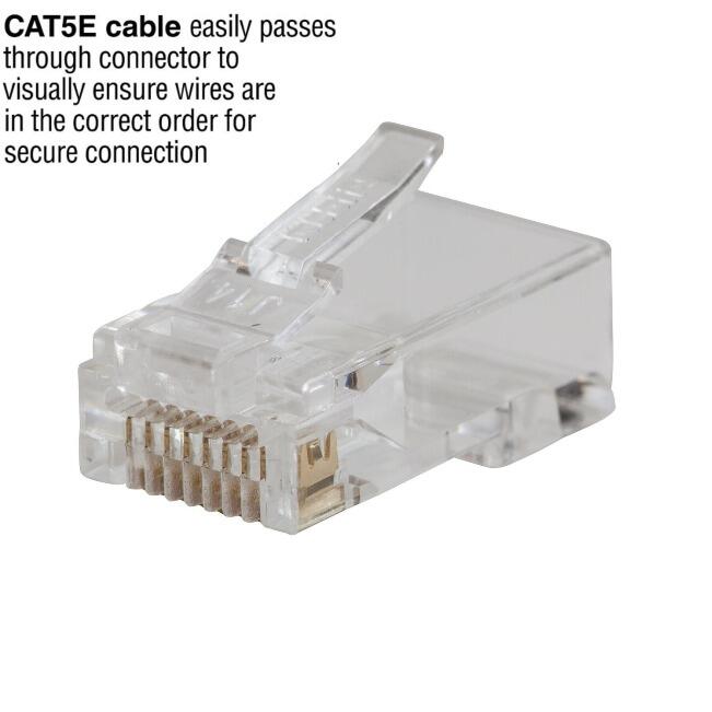 Klein Pass-Thru RJ45 Modular Data Plugs CAT5e/Cat6 50 Pack | Ethernet Network Connectors_cat5