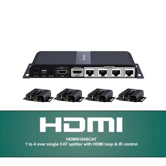 Antiference 1x4 HDMI Extender Over CAT5/6 – 1080p, 50m, IR Control