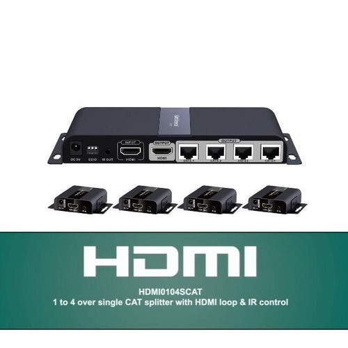 Antiference 1x4 HDMI Extender Over CAT5/6 – 1080p, 50m, IR Control