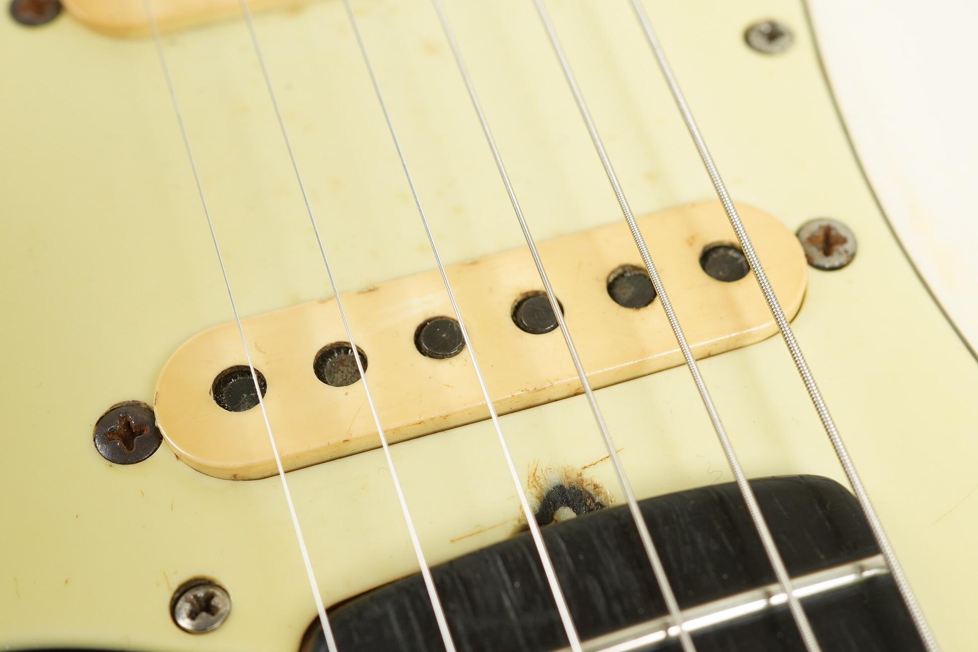 1963 Fender Stratocaster Olympic White refin flame neck