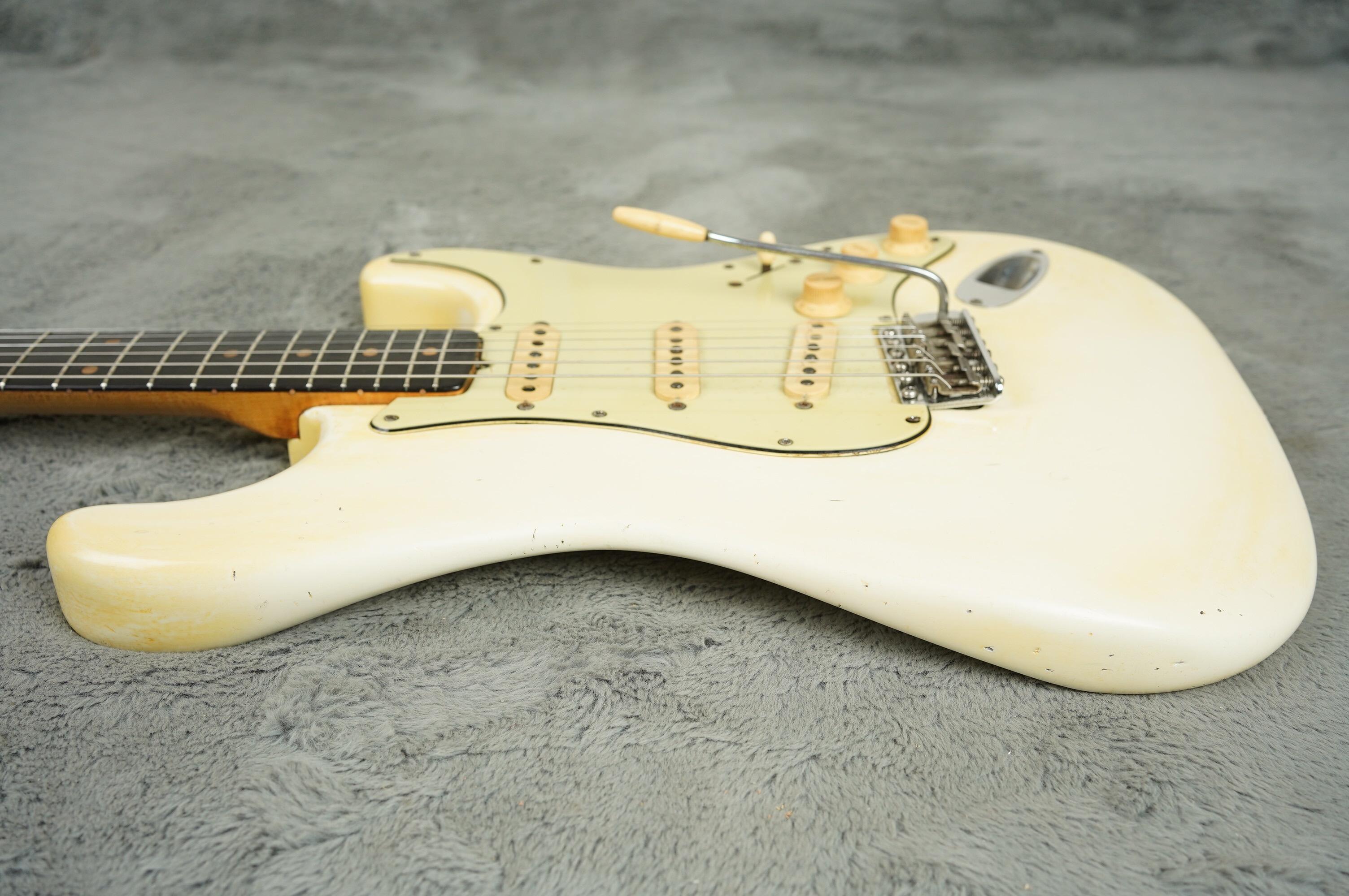 1963 Fender Stratocaster Olympic White refin flame neck
